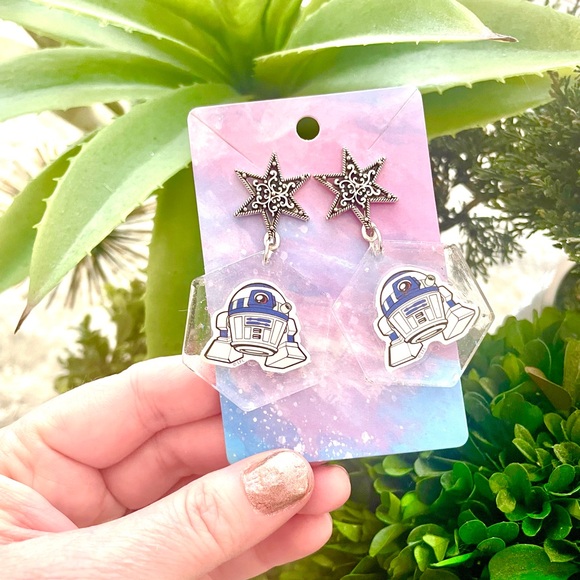 R2-D2 Acrylic Dangle Earrings - Picture 3 of 5